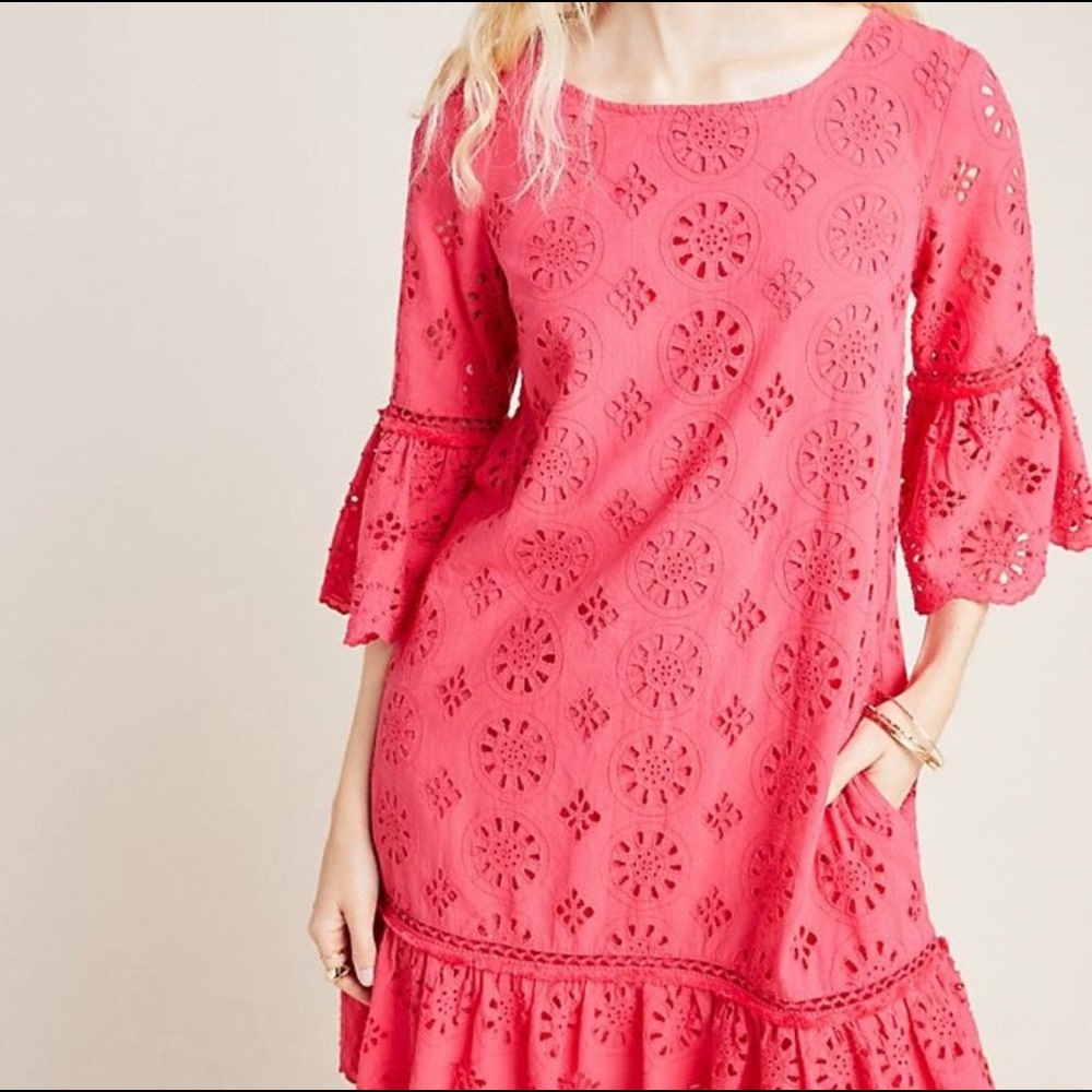 Anthropologie Pink Dani Lace Tunic Dress Size 8